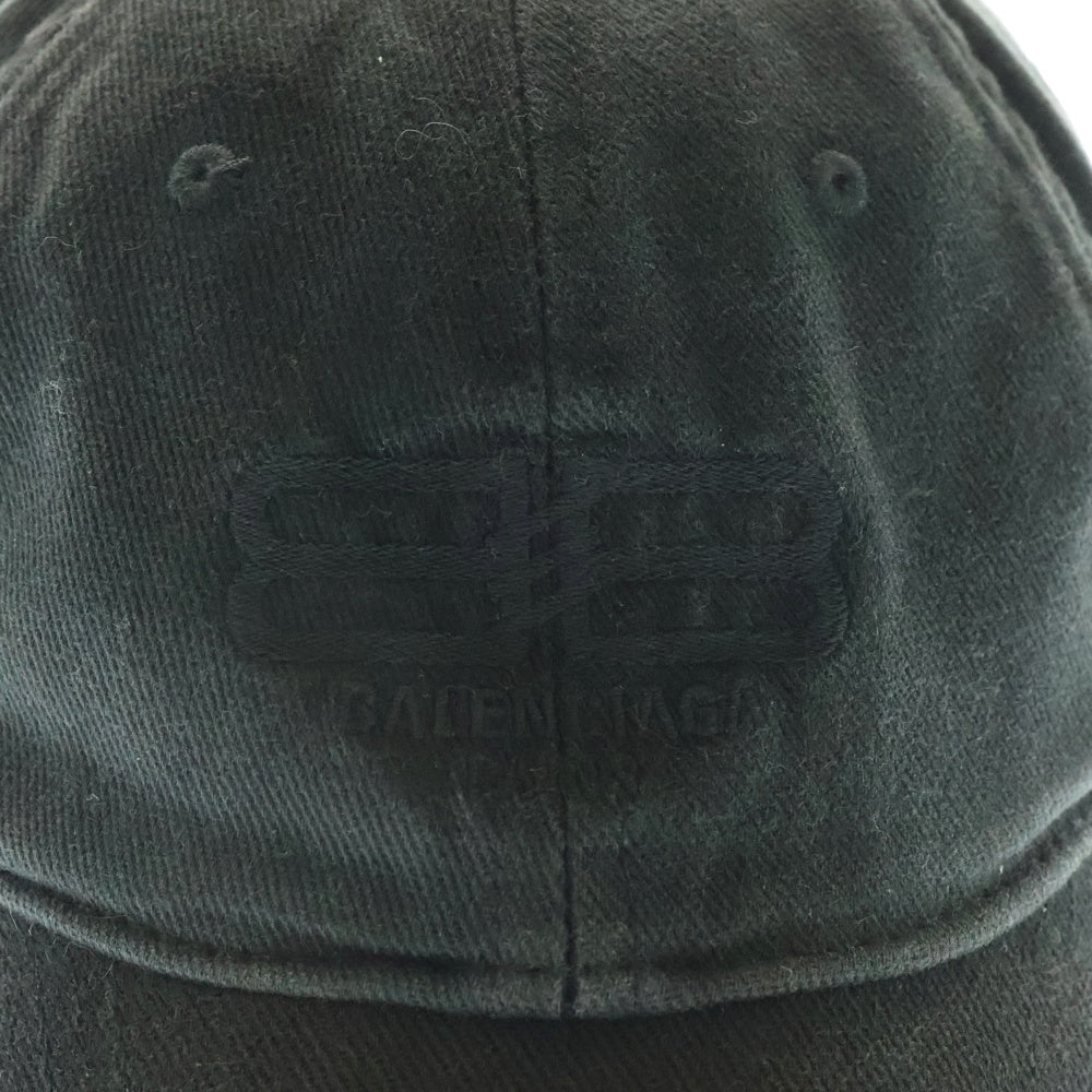 BALENCIAGA(バレンシアガ) BB Paris Icon Baseball Cap ヴィンテージ加工 ロゴ パリス アイコン ベースボール キャップ 帽子 ブラック 704105