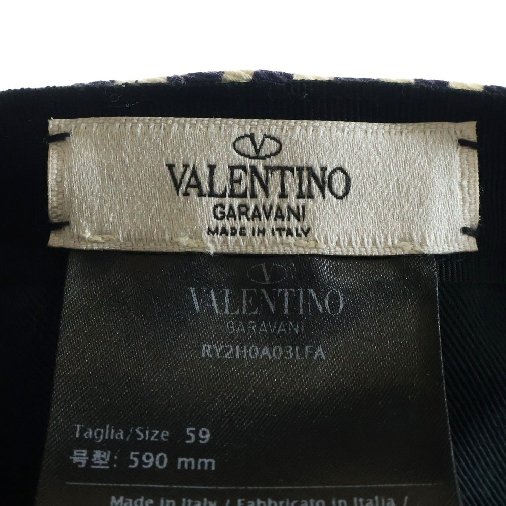 VALENTINO(ヴァレンティノ) モノグラム ロゴ ベースボール キャップ 帽子 ホワイト/ネイビー RY2H0A03LFA