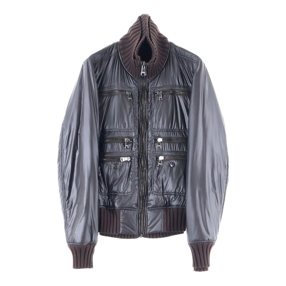 DOLCE & GABBANA(ドルチェアンドガッバーナ) 08AW MULTI POCKET FAKE LAYERED BATTING JACKET マルチジップ フェイクレイヤード ジャケット ブルゾン ブラウン