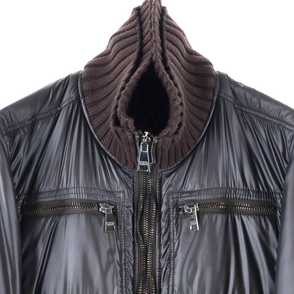 DOLCE & GABBANA(ドルチェアンドガッバーナ) 08AW MULTI POCKET FAKE LAYERED BATTING JACKET マルチジップ フェイクレイヤード ジャケット ブルゾン ブラウン