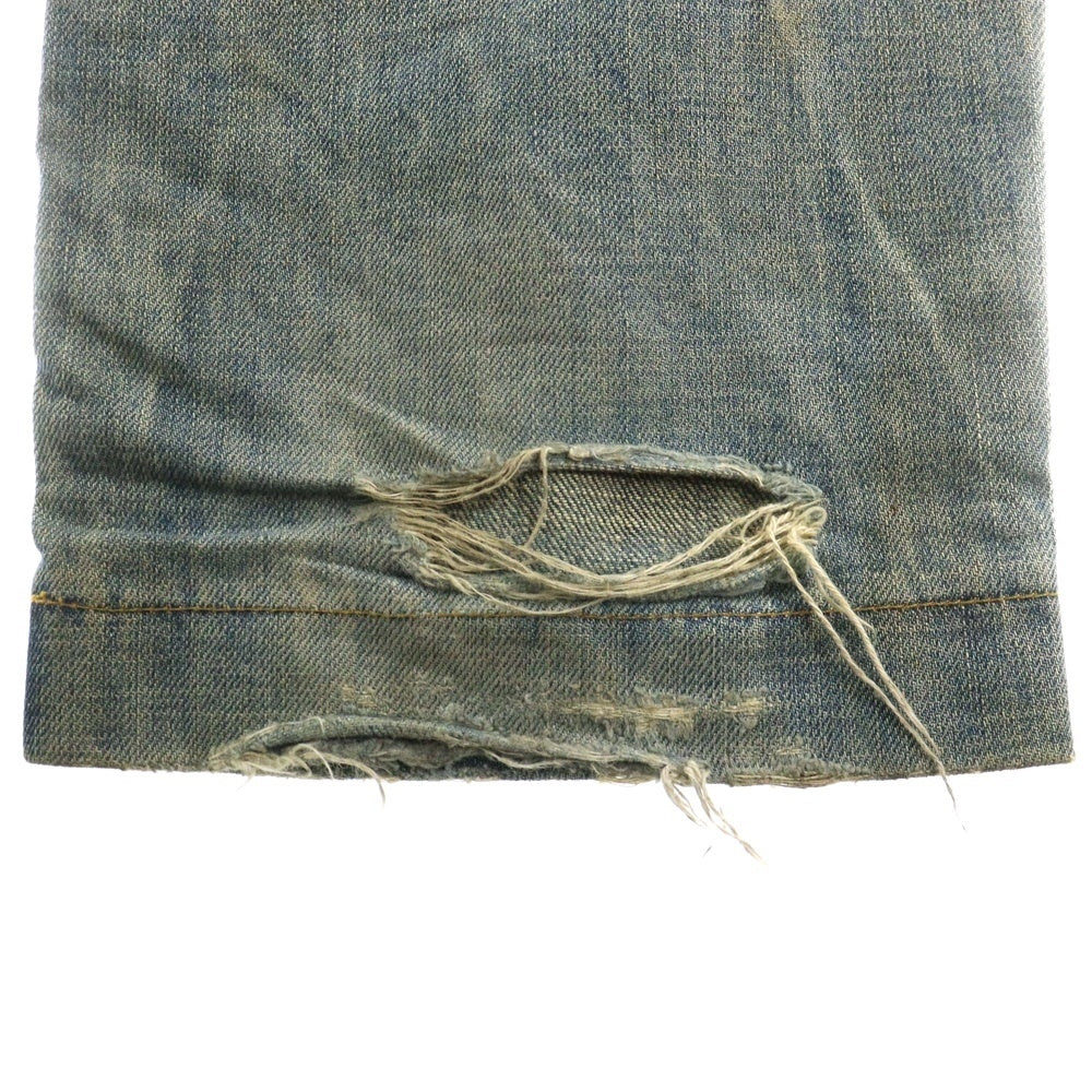 DOLCE & GABBANA(ドルチェアンドガッバーナ) ダメージ加工 ジップフライ ストレートデニムパンツ インディゴ G334TD