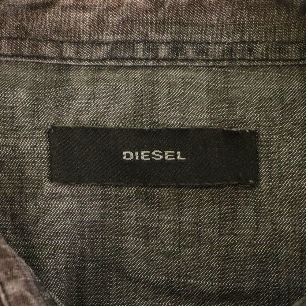 DIESEL(ディーゼル) ダブルフラップポケット 7B オンブレチェック ウエスタン 長袖シャツ グレー/ブラック
