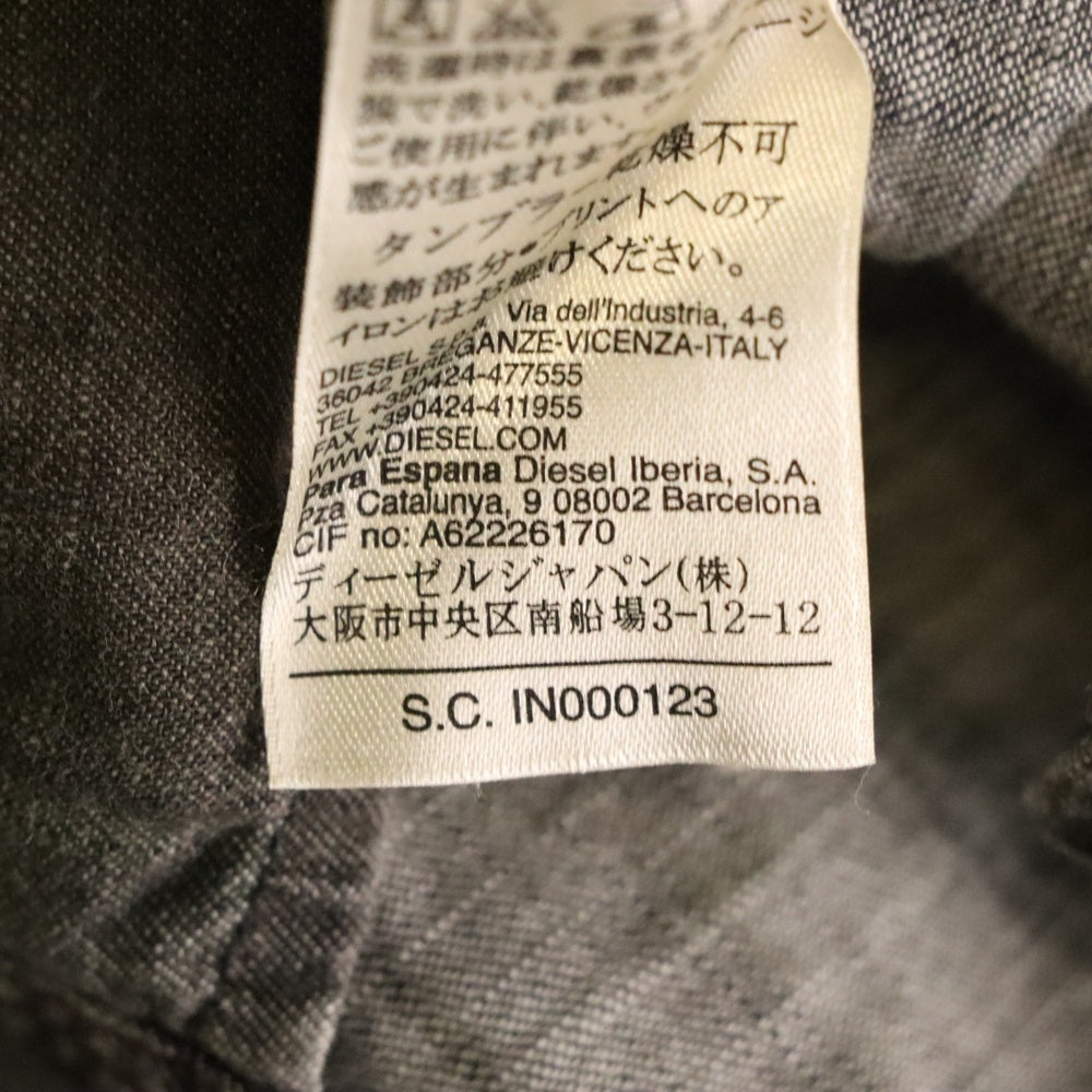 DIESEL(ディーゼル) ダブルフラップポケット 7B オンブレチェック ウエスタン 長袖シャツ グレー/ブラック