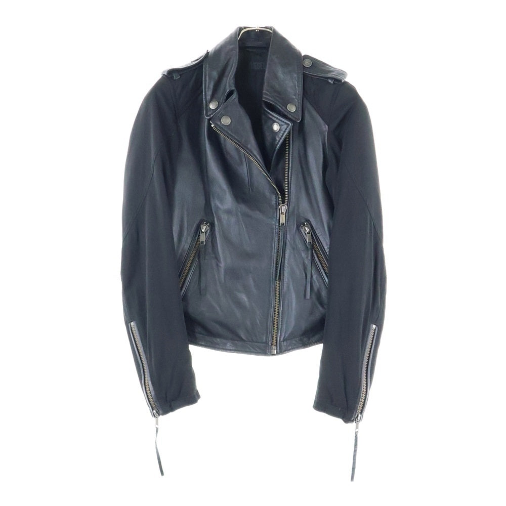 DIESEL(ディーゼル) ナイロン切り替え ジップアップ ダブル レザージャケット ブラック 00E8F200