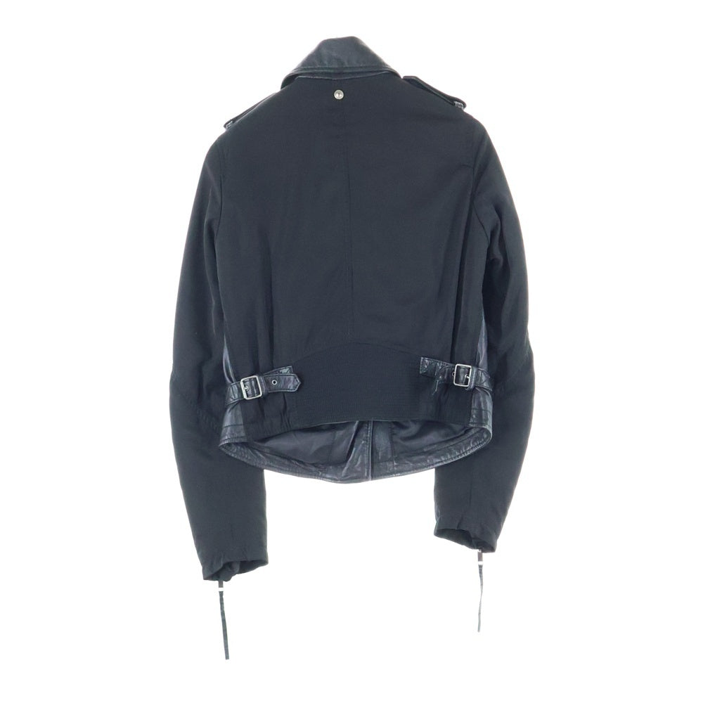 DIESEL(ディーゼル) ナイロン切り替え ジップアップ ダブル レザージャケット ブラック 00E8F200