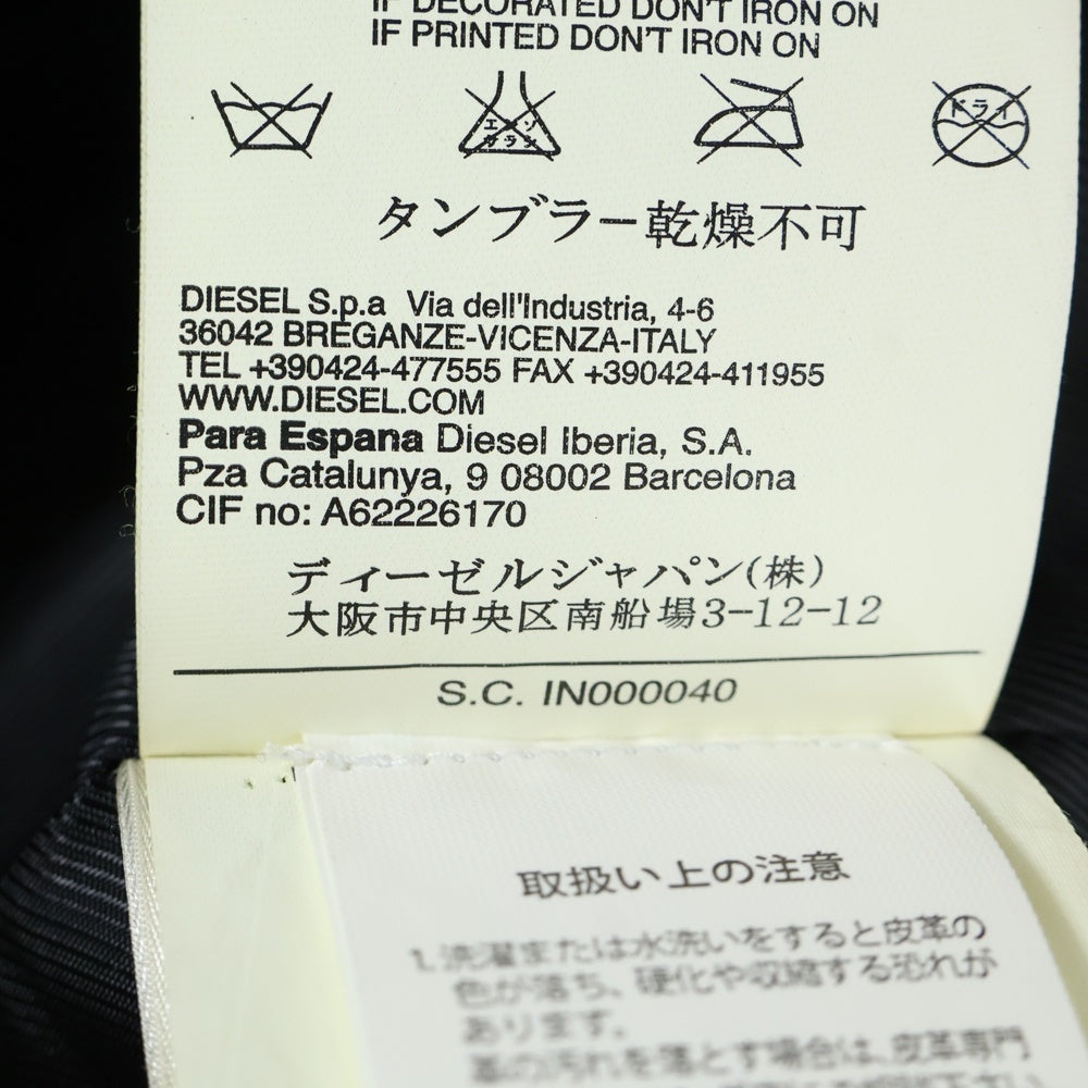 DIESEL(ディーゼル) ナイロン切り替え ジップアップ ダブル レザージャケット ブラック 00E8F200