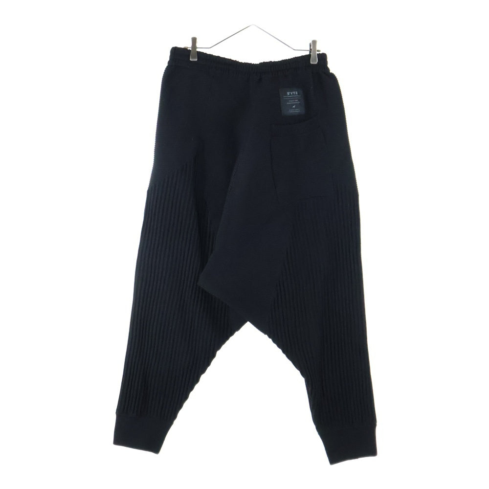 s'yte(サイト) HEM RIB SARUEL PANTS ヘム リブ サルエル イージーパンツ ブラック UV-K03-919