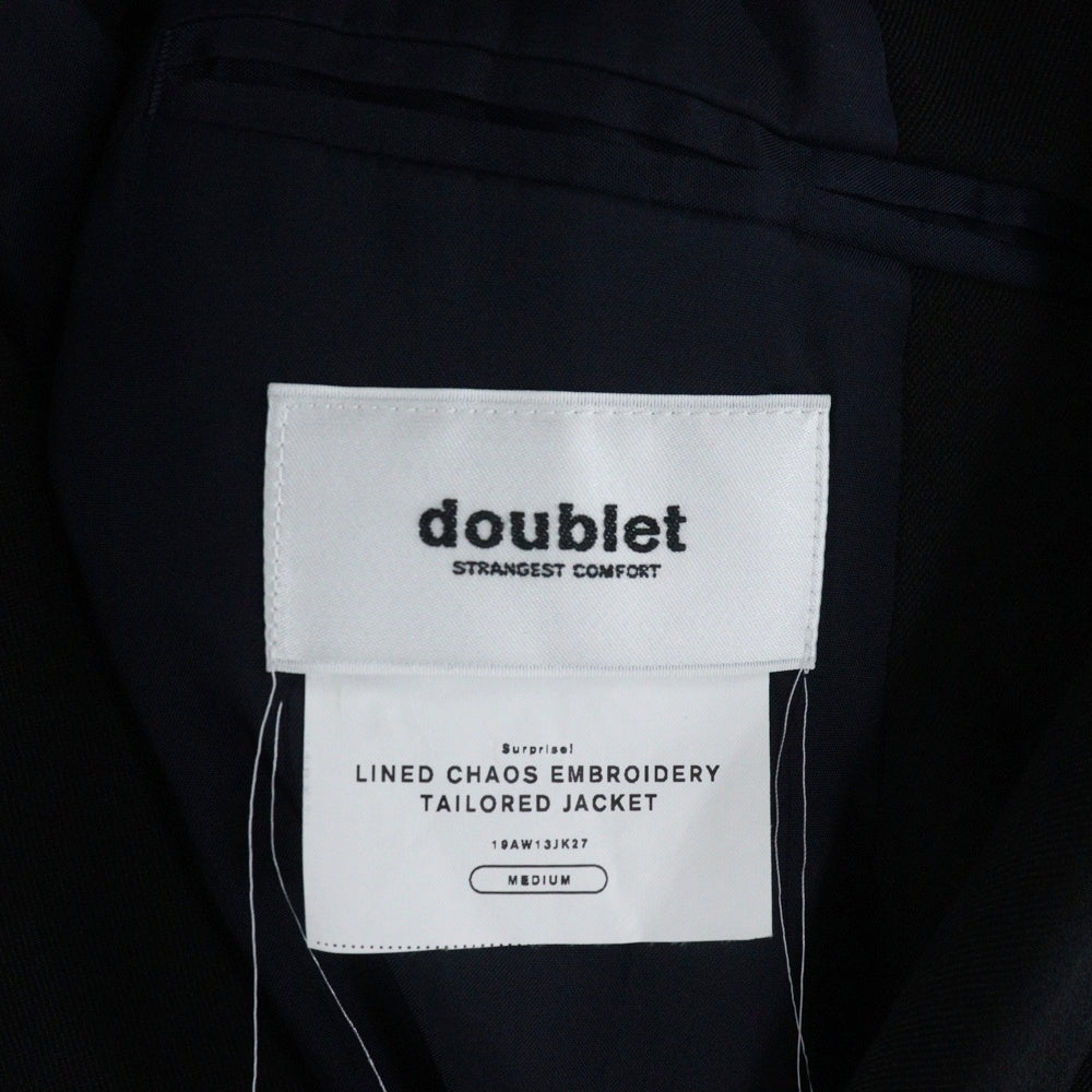 doublet(ダブレット) 19AW LINED CHAOS EMBROIDERY TAILORED JKT ラインド カオス エンブロイダリー シングルテーラードジャケット ブラック 19AW13JK27