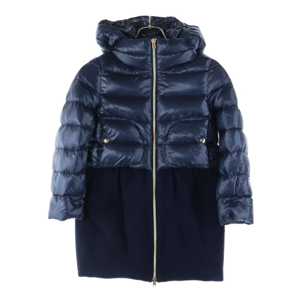 HERNO(ヘルノ) 切り替え ジップアップフーデッドダウンコート レディース ネイビー 37216-34665-6
