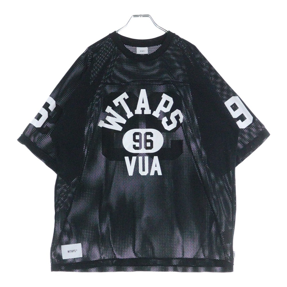 WTAPS(ダブルタップス) 24SS QB / SS / POLY ERA Black ポリ エラ 両面プリント メッシュ 半袖フットボールシャツ ブラック 241ATDT-CSM36