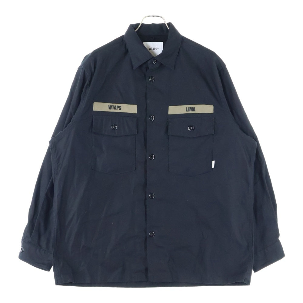 WTAPS(ダブルタップス) 24AW CBW LS COTTON SATIN SHIRT コットン サテン ダブルフラップポケット 長袖シャツ ブラック 242WVDT-SHM01