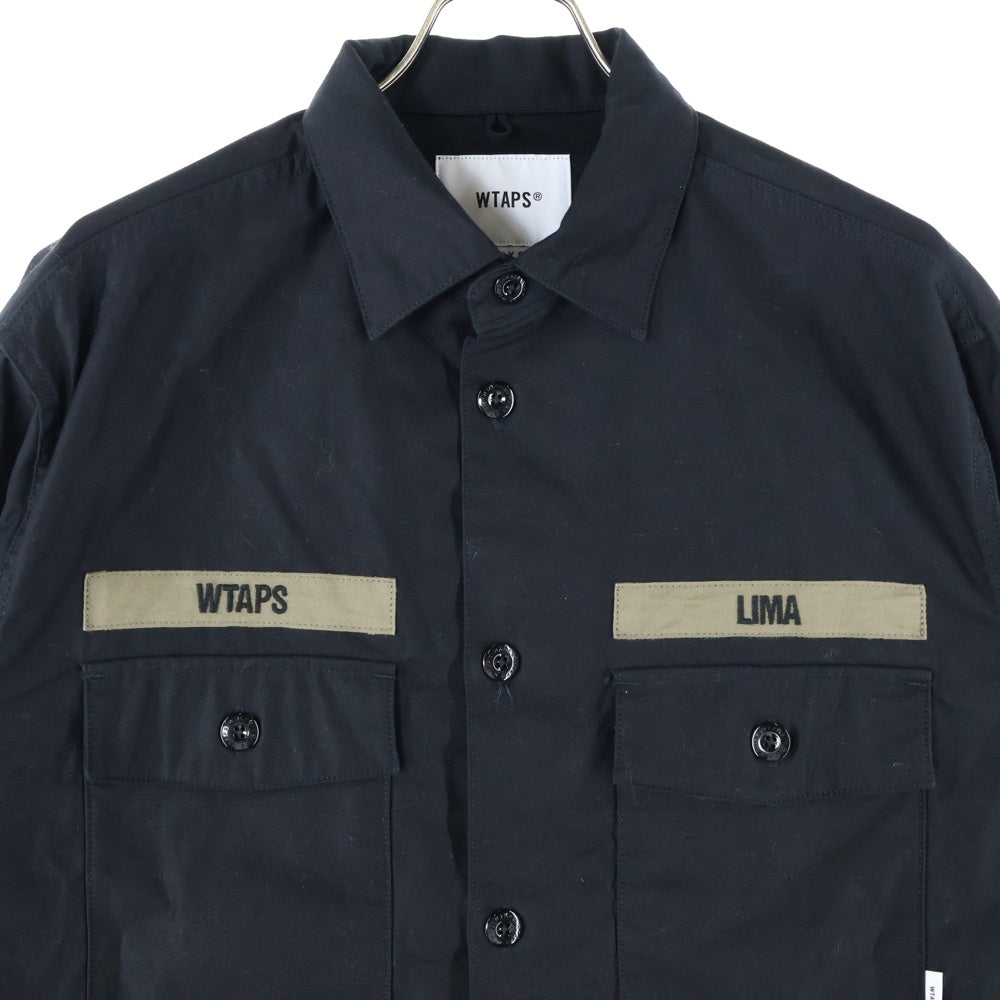 WTAPS(ダブルタップス) 24AW CBW LS COTTON SATIN SHIRT コットン サテン ダブルフラップポケット 長袖シャツ ブラック 242WVDT-SHM01