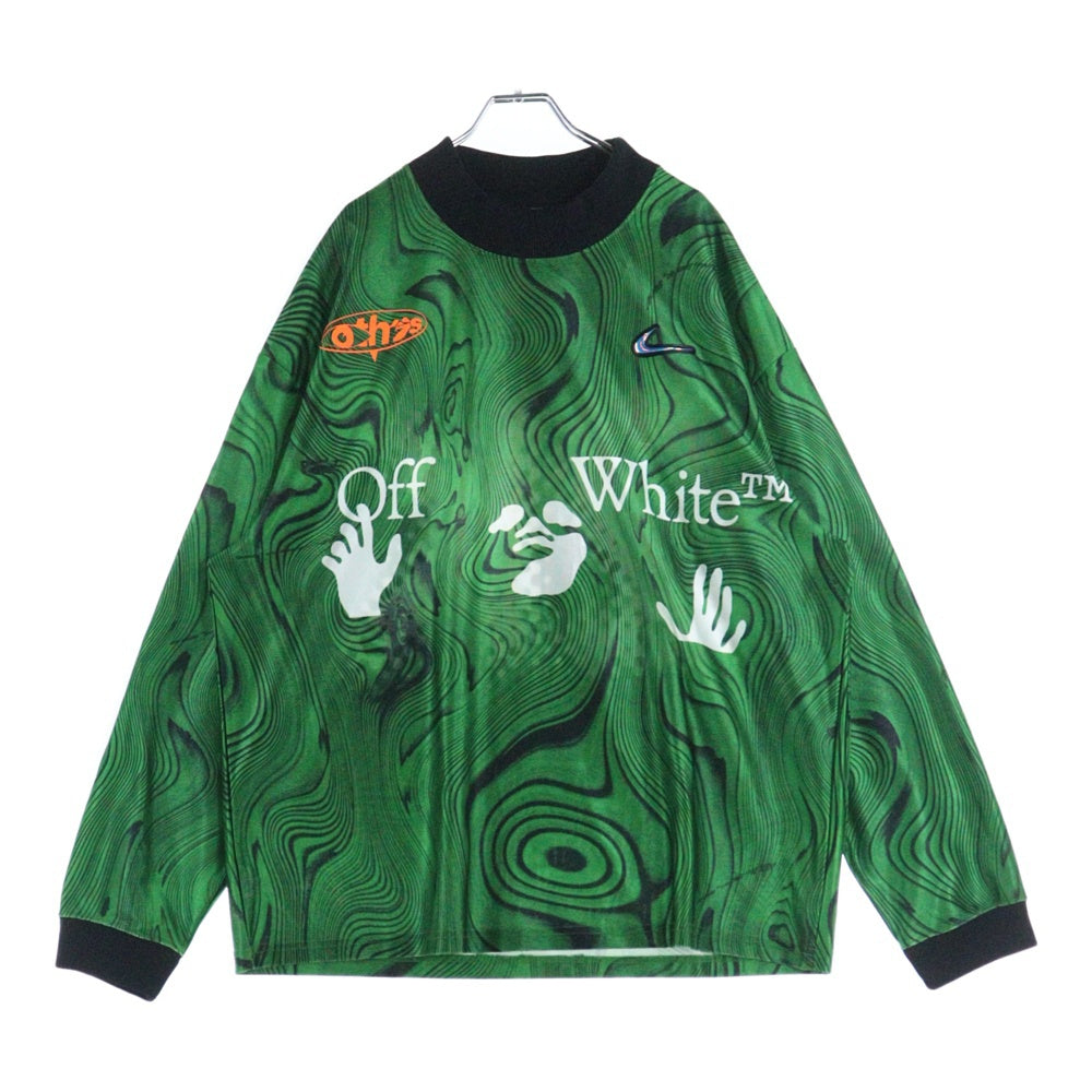 NIKE(ナイキ) ×OFF-WHITE ALLOVER PRINT UNIFORM オフホワイト オールオーバープリント ユニフォーム クルーネック カットソー 長袖Tシャツ グリーン FQ0998-389