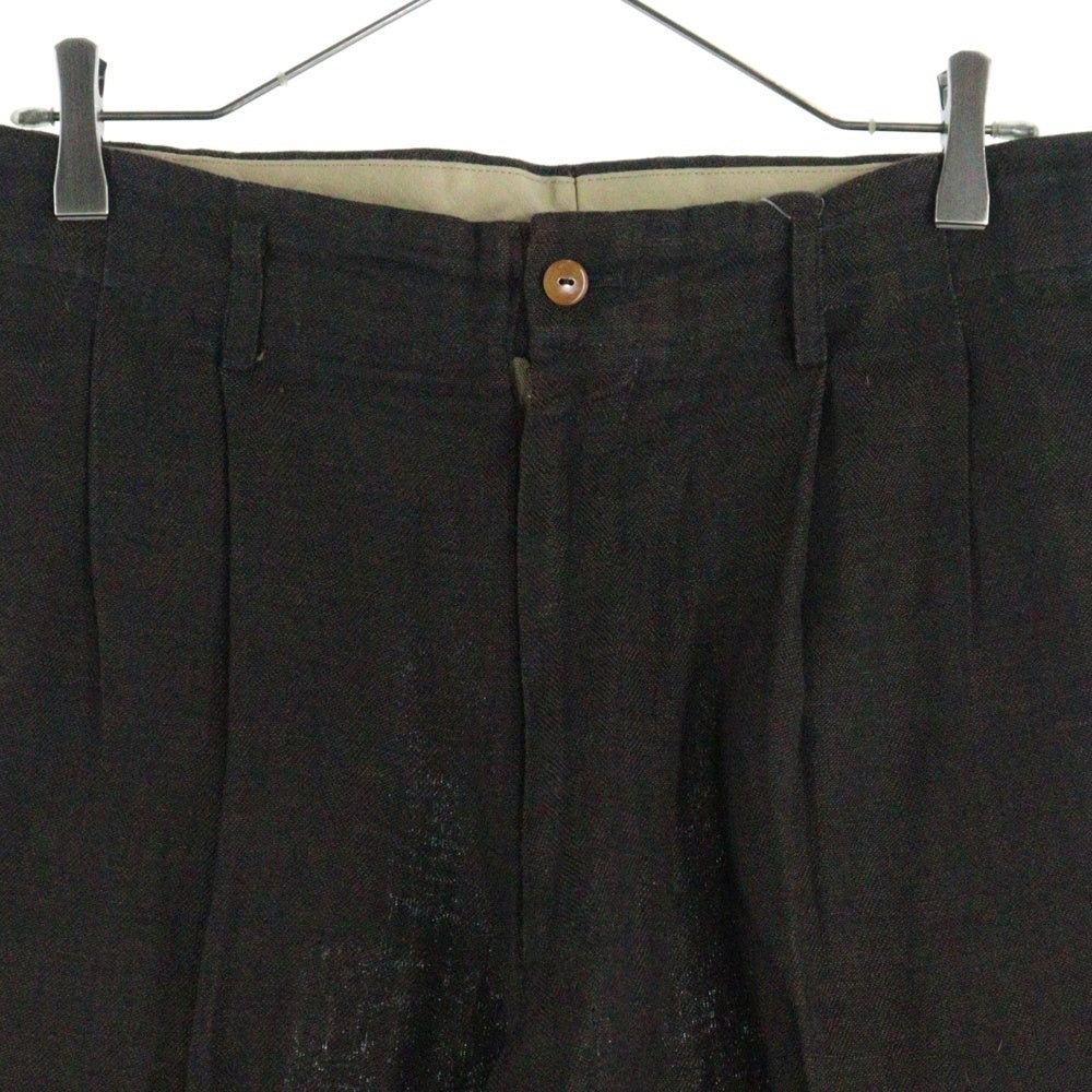 VINTAGE(ヴィンテージ) 80S VINTAGE DEZERT デザート ツータック リネン ワイドスラックスパンツ ブラウン
