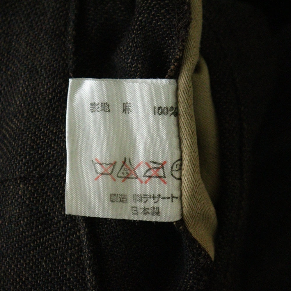 VINTAGE(ヴィンテージ) 80S VINTAGE DEZERT デザート ツータック リネン ワイドスラックスパンツ ブラウン