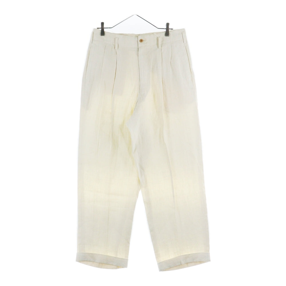 VINTAGE(ヴィンテージ) 80S VINTAGE DEZERT デザート ツータック ワイド リネン スラックスパンツ ベージュ