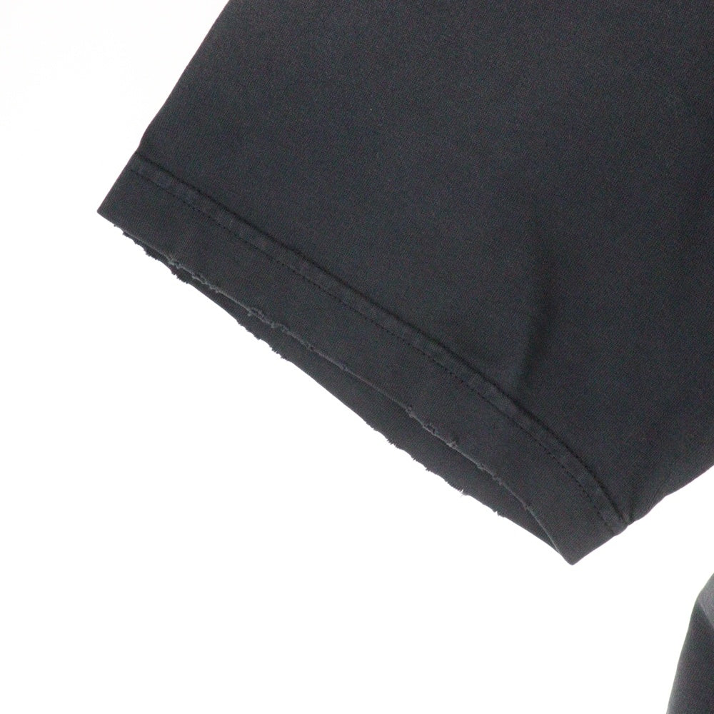 BALENCIAGA(バレンシアガ) 23SS TAPE TYPE MEDIUM FIT TEE デストロイ加工 テープロゴ ミディアムフィットTシャツ 半袖クルーネックカットソー ブラック 739784 TOVA9