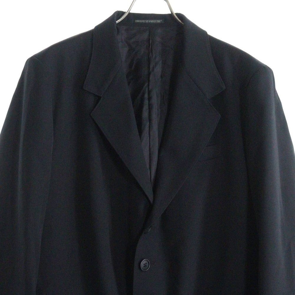 Yohji Yamamoto POUR HOMME(ヨウジヤマモト プールオム) 24AW WOOL GABARDINE 5BUTTON JACKET ウールギャバジン 5ボタン ノッチドラペル ビックシルエット テーラードジャケット ブラック HO-J70-534