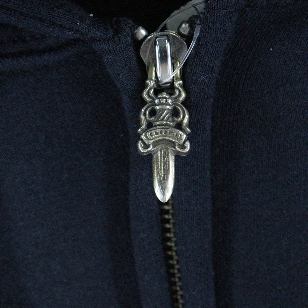 CHROME HEARTS(クロムハーツ) CHプラス スクロールラベルプリント 裏地サーマル ジップアップフーディ スウェットパーカー ブラック/ゴールド