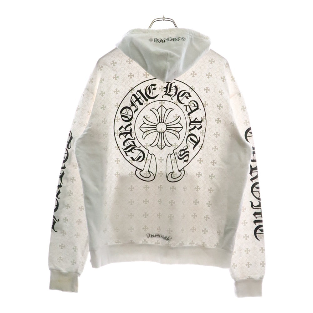 CHROME HEARTS(クロムハーツ) HD PLVR CH PLS PRNT CHプラス総柄 ホースシュー プリント プルオーバー スウェット パーカー ホワイト