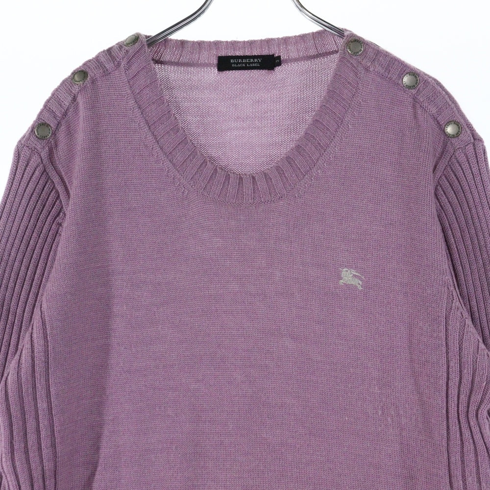 BURBERRY BLACK LABEL(バーバリー ブラックレーベル) ショルダースナップボタン ニット スウェット パープル