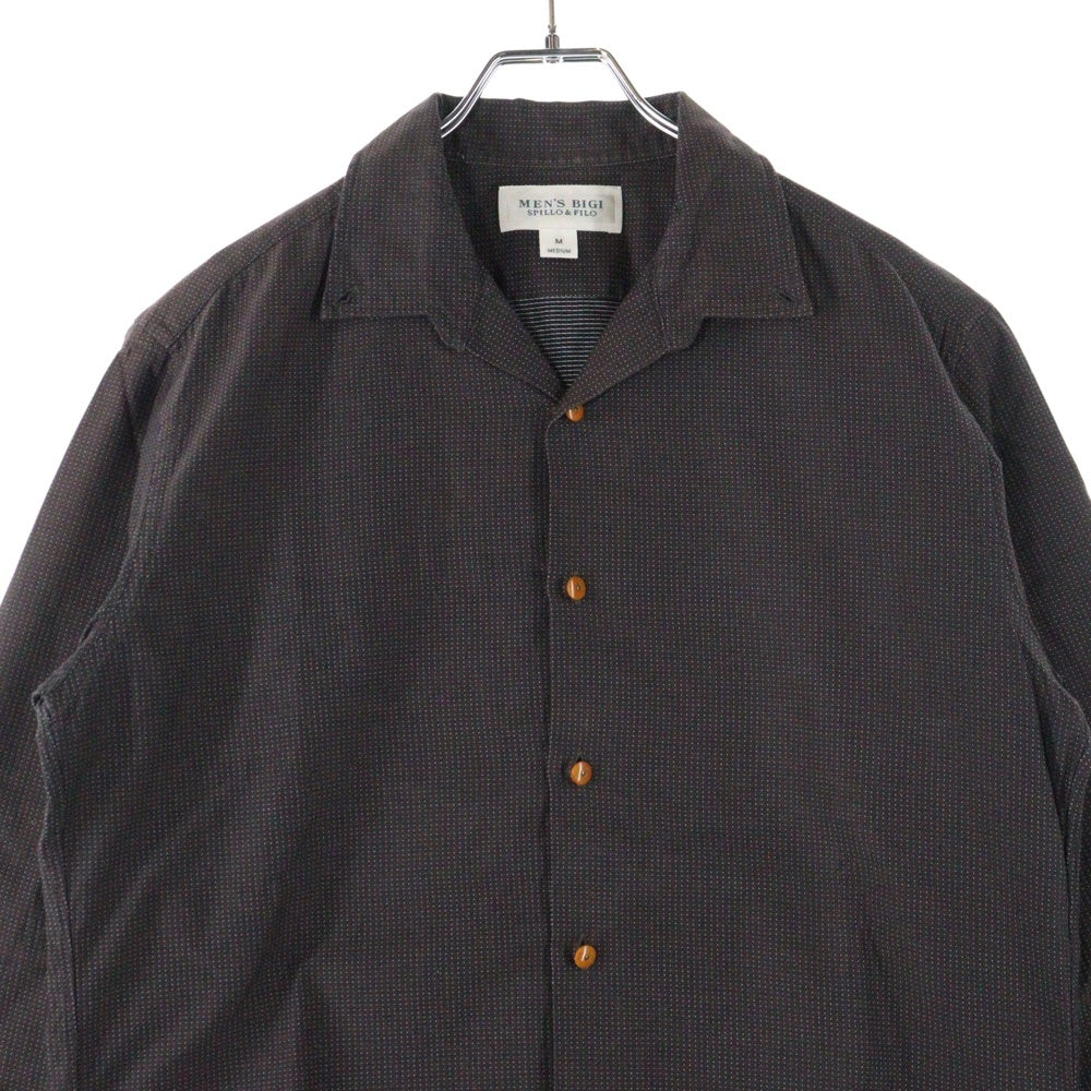 MEN'S BIGI(メンズビギ) オープンカラー 長袖シャツ ブラウン