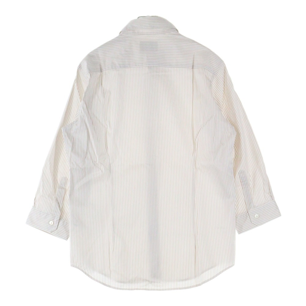 EDIFICE(エディフィス) コットン ストライプ 七分丈シャツ ホワイト