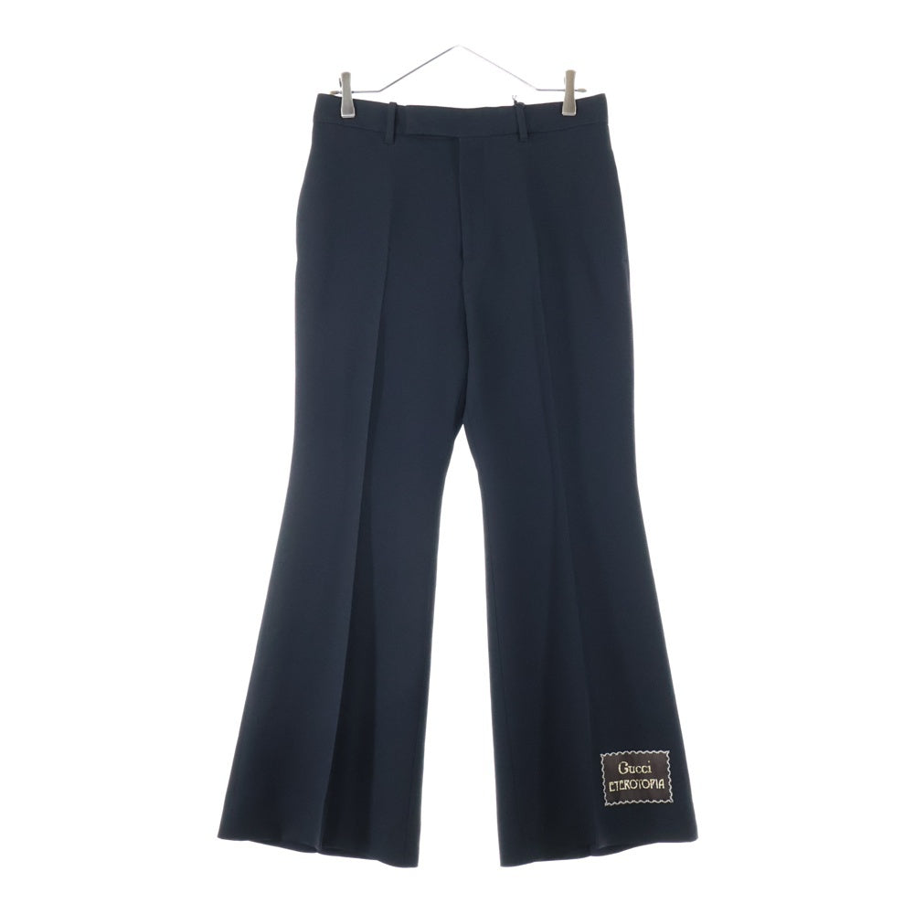 GUCCI(グッチ) 20SS ミケーレ期 モヘア混 ロゴパッチ ジップアップ フレアパンツ ブラック 624953