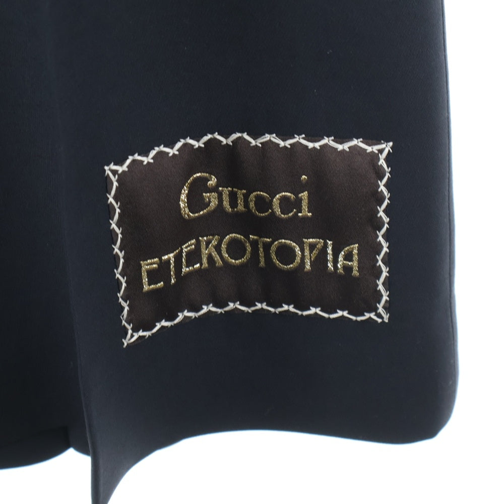 GUCCI(グッチ) 20SS ミケーレ期 モヘア混 ロゴパッチ ジップアップ フレアパンツ ブラック 624953