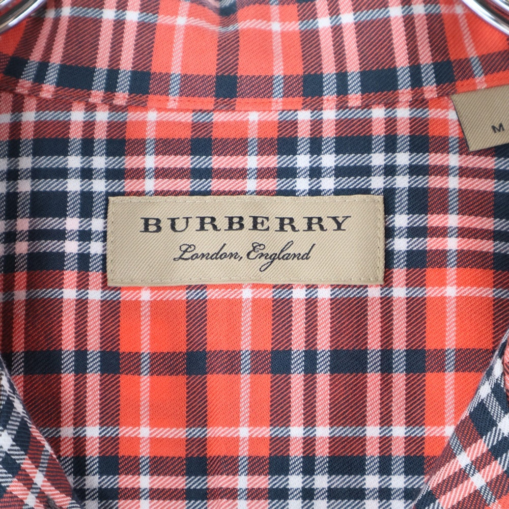 BURBERRY(バーバリー) 胸ポケット 6B チェック柄 オープンカラー 長袖シャツ オレンジ THTHAGAR129SAM