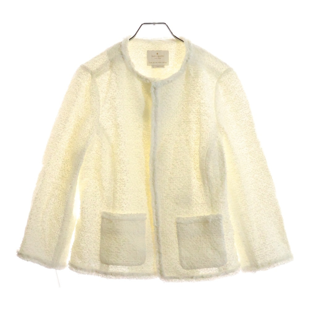 Kate Spade(ケイトスペード) TWEED JACKET ダブルポケット ボタンレス ツイード ジャケット レディース ホワイト NJMU7792
