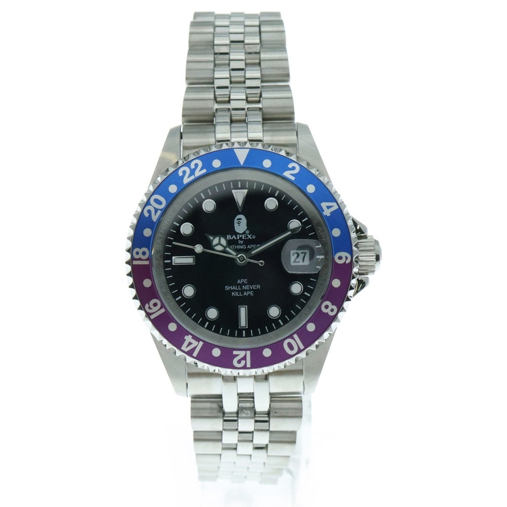 BAPE BY A BATHING APE(ベイプ ア ベイシング エイプ) TYPE 2 BAPEX ベイペックス オートマティック ウォッチ 腕時計 シルバー