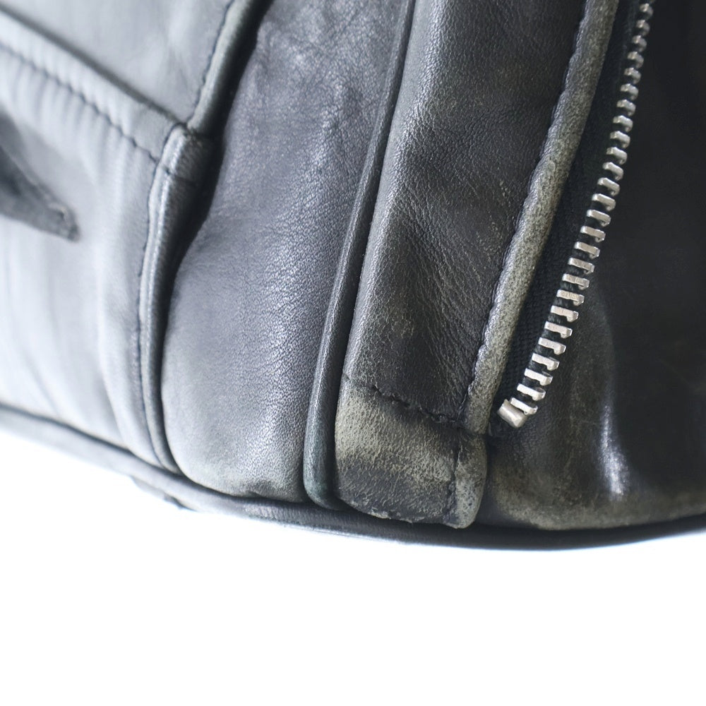 Punktum(パンクタム) SCHEMA RIDERS BAG 45 スキーマ ファーパッチ レザー ライダース ハンドバッグ ブラック