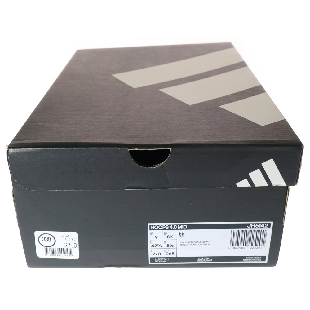 adidas(アディダス) HOOPS 4.0 MID フープス ハイカットスニーカー ブラック/レッド US9/27cm JH6142
