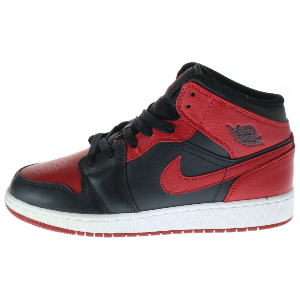 NIKE(ナイキ) KIDS GS AIR JORDAN 1 MID BERD エア ジョーダン1 ブレット ミッドカットスニーカー US7.0Y/25.0cm ブラック/レッド 55425-074