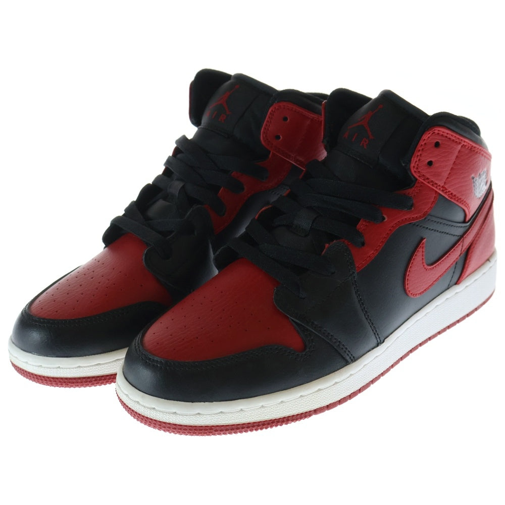 NIKE(ナイキ) KIDS GS AIR JORDAN 1 MID BERD エア ジョーダン1 ブレット ミッドカットスニーカー US7.0Y/25.0cm ブラック/レッド 55425-074