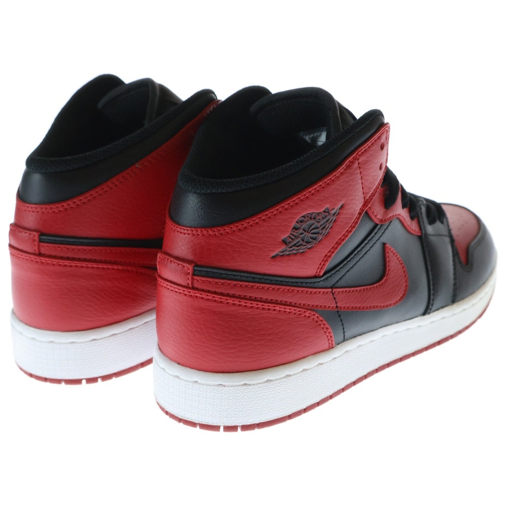 NIKE(ナイキ) KIDS GS AIR JORDAN 1 MID BERD エア ジョーダン1 ブレット ミッドカットスニーカー US7.0Y/25.0cm ブラック/レッド 55425-074