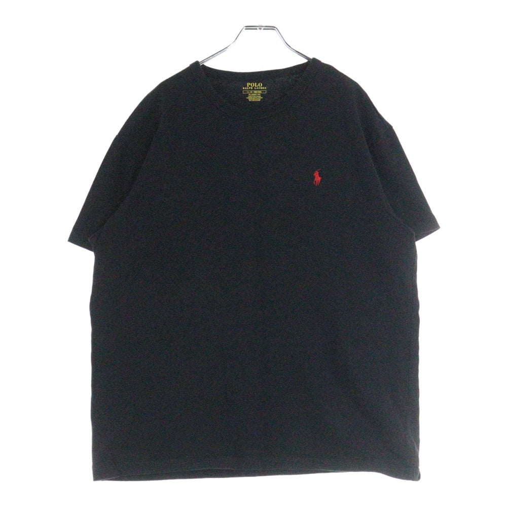 POLO RALPH LAUREN(ポロラルフローレン) フロント刺繍 クルーネック半袖Tシャツ カットソー ブラック 0200011589