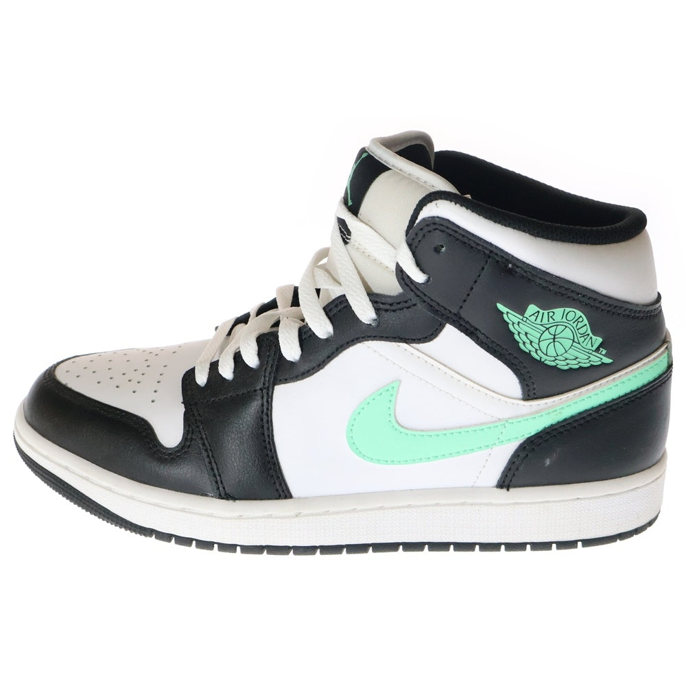 NIKE(ナイキ) AIR JORDAN 1 MID GREEN GLOW エアジョーダン 1 グリーン グロー ミッドカットスニーカー ホワイト/ブラック/グリーン US9.5/27.5cm DQ8426-103