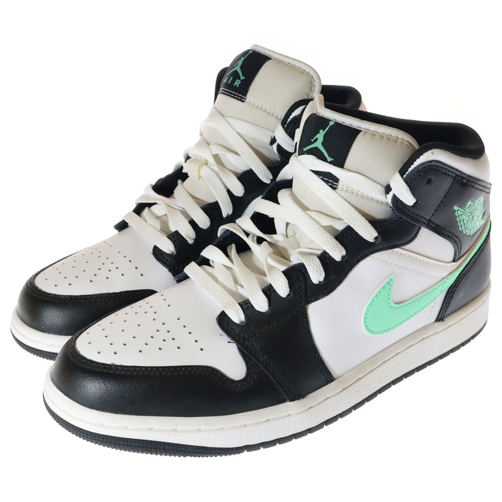 NIKE(ナイキ) AIR JORDAN 1 MID GREEN GLOW エアジョーダン 1 グリーン グロー ミッドカットスニーカー ホワイト/ブラック/グリーン US9.5/27.5cm DQ8426-103