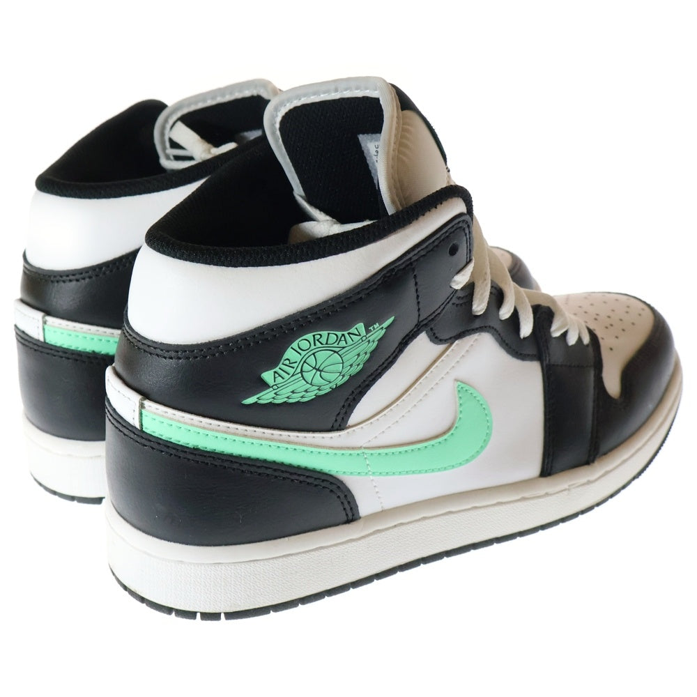 NIKE(ナイキ) AIR JORDAN 1 MID GREEN GLOW エアジョーダン 1 グリーン グロー ミッドカットスニーカー ホワイト/ブラック/グリーン US9.5/27.5cm DQ8426-103