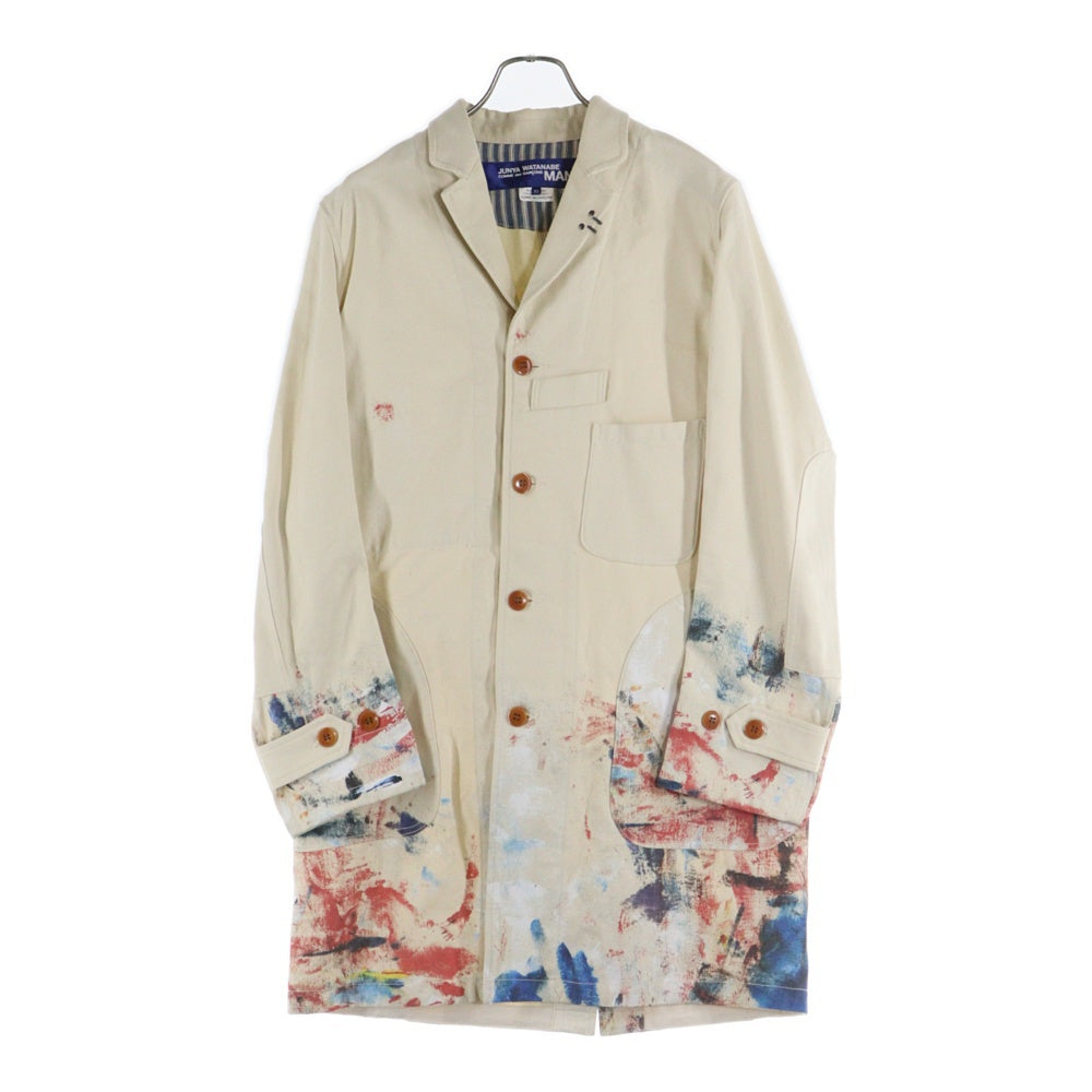 JUNYA WATANABE COMME des GARCONS(ジュンヤワタナベ コムデギャルソン) 18SS AD2017 ペイント加工 コットン チェスターコート アイボリー WA-C001