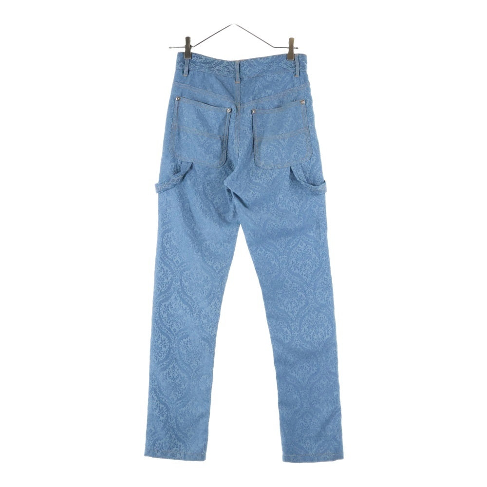 JOY RICH(ジョイリッチ) ジャガード 総柄 ストーンボタン フロントロゴデザイン デニムパンツ ブルー