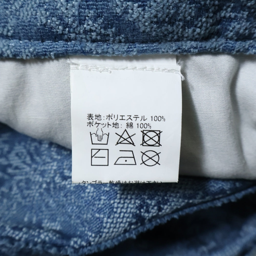 JOY RICH(ジョイリッチ) ジャガード 総柄 ストーンボタン フロントロゴデザイン デニムパンツ ブルー