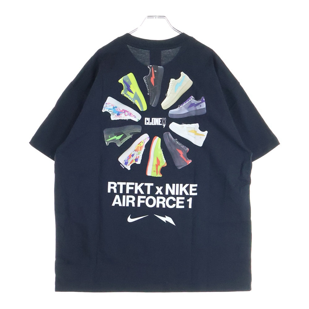 NIKE(ナイキ) ×RTFKT AIR FORCE 1 FORGING TEE アーティーファクト エアフォースワン プリントグラフィック 半袖Tシャツ カットソー ブラック R-A-RXNAF1FRGNG-ST-BL-L