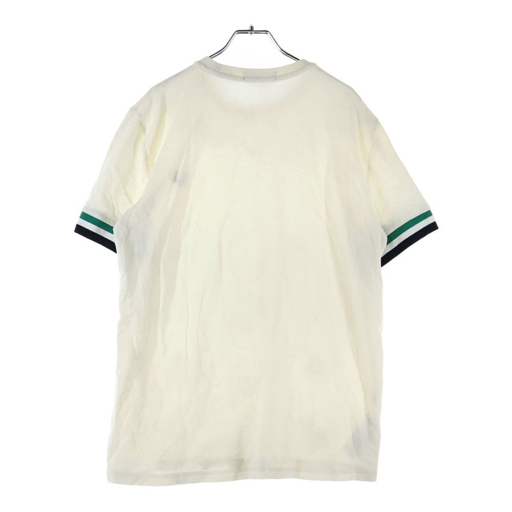 FRED PERRY(フレッドペリー) 中国製 袖裾ボーダー コットン クルーネック 半袖Tシャツ カットソー アイボリー
