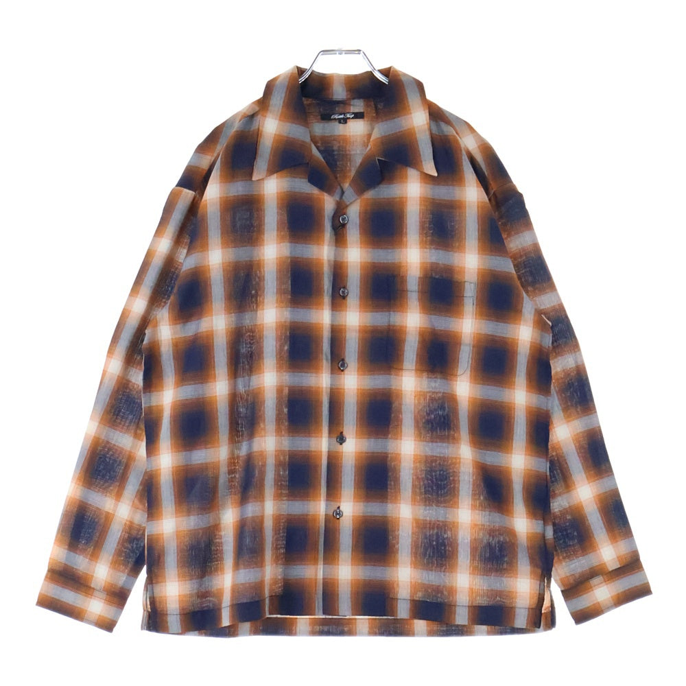 RATTLE TRAP(ラトルトラップ) ルーズシルエット オンブレーチェック 長袖シャツ オレンジ/ネイビー M0553FBC221