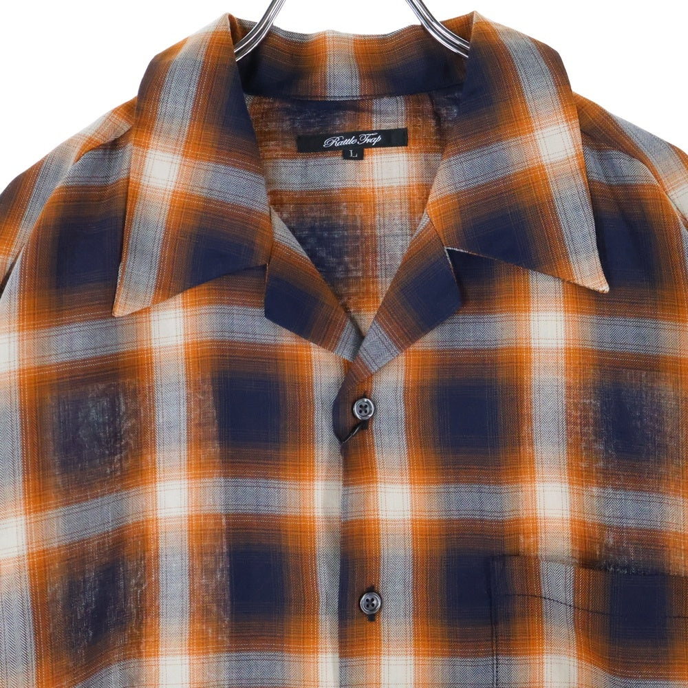RATTLE TRAP(ラトルトラップ) ルーズシルエット オンブレーチェック 長袖シャツ オレンジ/ネイビー M0553FBC221
