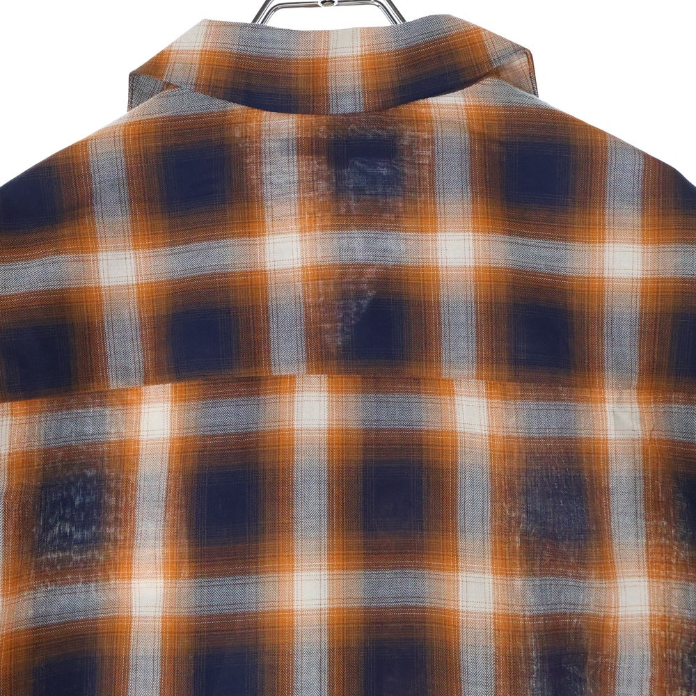 RATTLE TRAP(ラトルトラップ) ルーズシルエット オンブレーチェック 長袖シャツ オレンジ/ネイビー M0553FBC221