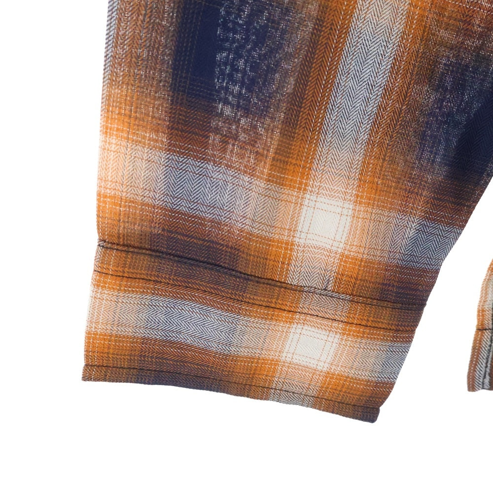 RATTLE TRAP(ラトルトラップ) ルーズシルエット オンブレーチェック 長袖シャツ オレンジ/ネイビー M0553FBC221